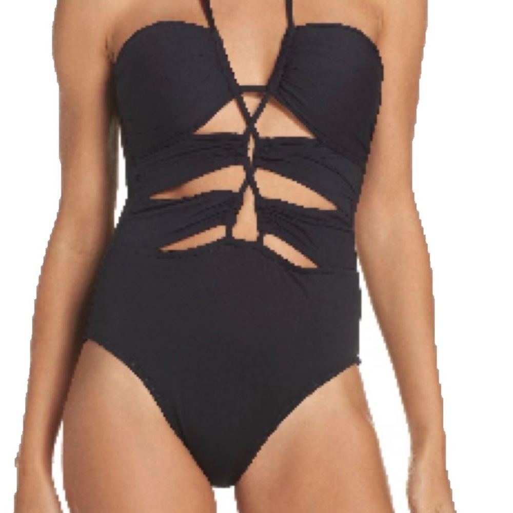 La Blanca Black Cutout One-Piece Swimwear